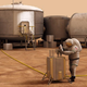 Artist’s conception of a crewed mission to Mars, including habitats on the surface.